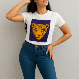 T-shirt feminina onça pintada coração- White